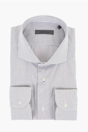 Corneliani Striped Poplin Cotton Shirt with Spread Collar size 42