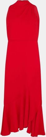 Ted Baker Womens Woven Halter Neck Midi A-Line Dress in Red - Size 6 UK