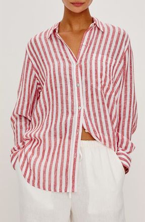 Rails x Giadzy Giada Stripe Linen Blend Button-Up Shirt in Ravello Stripe at Nordstrom, Size Xx-Small