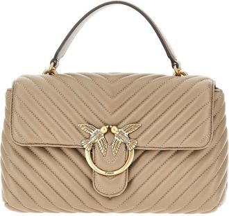 Pinko Pinko - Classic Love Lady Puff Bag - Dames - Tassen - Beige - Maat: ONE Size Katoen