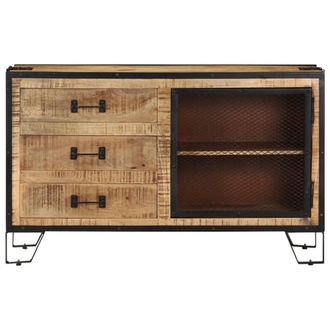 Berkfield Home Sideboard 100x31x60 cm Solid Rough Mango Wood in Brown | Size: 100 x 31 x 60 cm