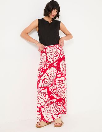Fat Face FatFace Mary Red Mono Shells Midi Skirt