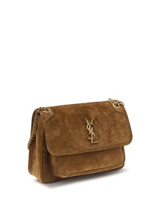 Saint Laurent Quilted Suede Shoulder Bag - Brown