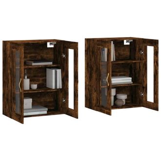 Berkfield Home Wall Mounted Cabinets 2 pcs Smoked Oak Engineered Wood in Brown