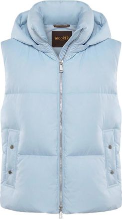 Moorer Gewatteerd Gilet met Verstelbare Capuchon - Dames - Bodywarmers - Blauw - M - Jassen