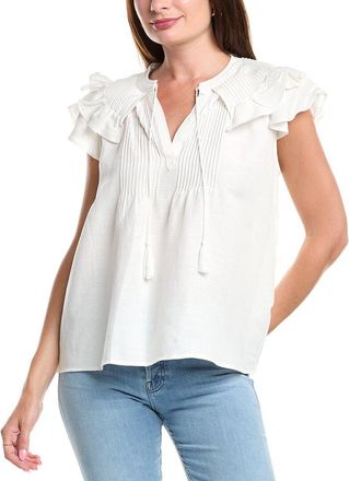 T Tahari Linen-Blend Blouse