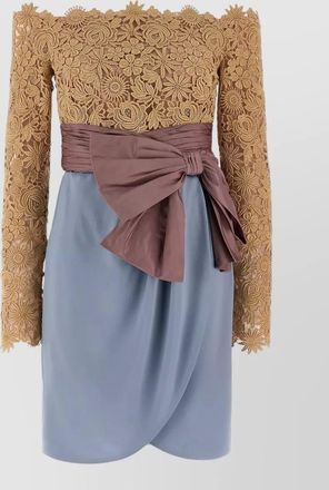 Valentino Garavani flower mix lace off shoulder dress