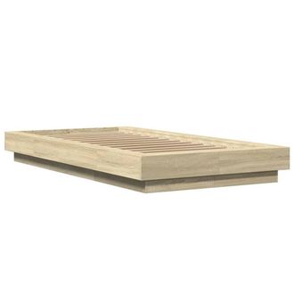 Berkfield Home Durable Bed Frame with LED Lights without Mattress Sonoma Oak 90x190cm in Light Tan | Size: 90x190 cm