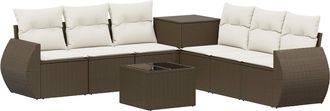 vidaXL Juego De Sof&aacute; 8 Uds. Marr&oacute;n Y Crema Blanca Vidaxl