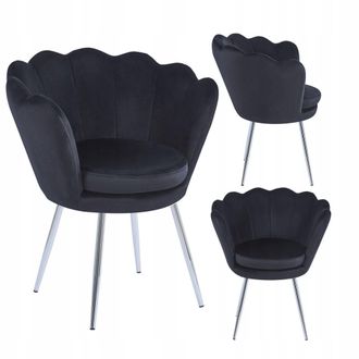 OEM Elegante Poltrona In Velluto Nero Con Gambe Argentate Imbottita Per Il Soggiorno
