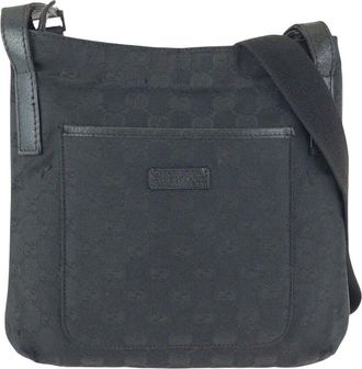 Gucci Black Gg Canvas & Leather Messenger Bag (Authentic Pre-Loved)
