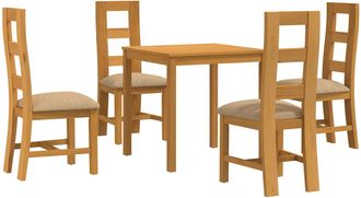 vidaXL Conjunto De Comedor 5 Uds. Beige Madera De Roble S&oacute;lido Vidaxl