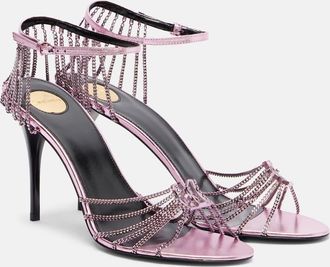 Saint Laurent Babylone 90 leather-trimmed sandals