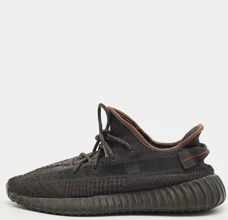 Yeezy by Kanye West Yeezy Black Knit Fabric Boost 350 V2 Lace Up Sneakers
