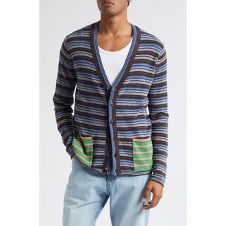 Maison Margiela Stripe Knit Cardigan in Blue/grey/brown/green at Nordstrom, Size X-Large