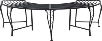 vidaXL Banco De &Aacute;rbol 4-n&uacute;mero De Plazas 160 X 80 X 44 Cm Acero Negro Vidaxl