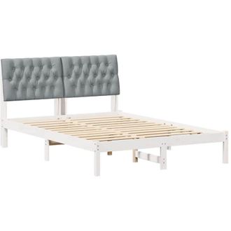 vidaXL Bed Frame Light Grey 140 x 200 cm Solid Pine Wood vidaXL