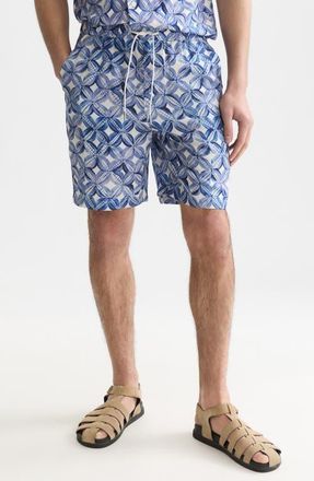 Scotch & Soda Relaxed Fit Print Drawstring Shorts in Tiles Flower Blue at Nordstrom, Size Xx-Large