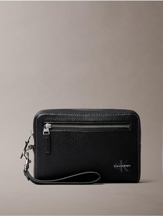 Calvin Klein Mens Bold Pebble Pouch - Black