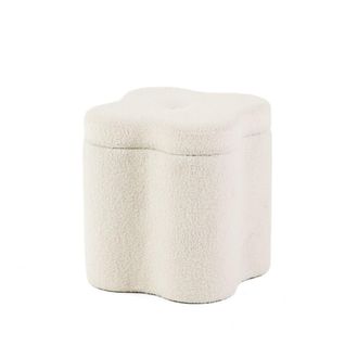 Siediti Fuori e Dentro Puff ba&uacute;l tejido teddy blanco