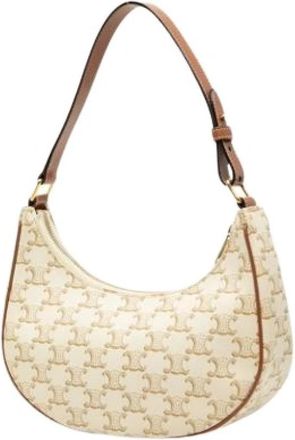 Celine Pre-owned Canvas Shoulder Bag - Dames - Vintage Schoudertas - Beige - ONE Size - Leer - Vintage