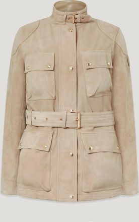 Belstaff Trialmaster Panther Jacket Womens Lightweight Suede Dark Dune Size UK 10