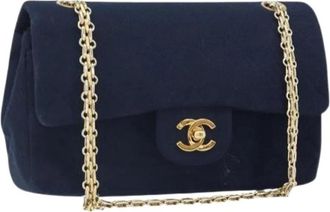 Chanel Pre-owned Cotton Schoudertas - Dames - Vintage Schoudertas - Blauw - ONE Size - Katoen - Vintage