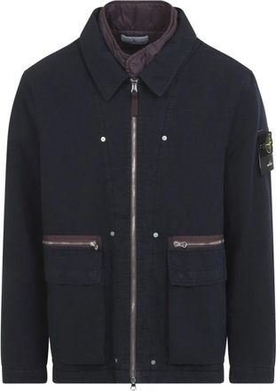 Stone Island Field Jacket - Heren - Zomerjassen - Blauw - L - Katoen - Jassen