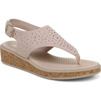 Life Stride BeachyBright Wedge Sandal in Barely Beige at Nordstrom, Size 8.5