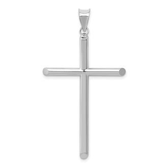 Diamond2Deal 14k White Gold Polished Hollow Cross Pendant