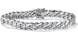 Palm Beach Jewelry Mens Diamond Accent Curb-Link Bracelet Platinum-Plated 9.5