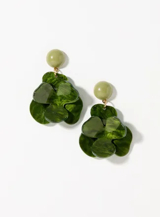Simons Womens Raised flower statement earrings