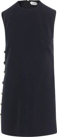 Versace Black Sleeveless Gold Button Stretch Viscose Mini Dress