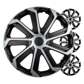 OEM Juego De 4 Tapacubos Para Coche Evo Negro Y Plateado De 16 Pulgadas. Caja De Color