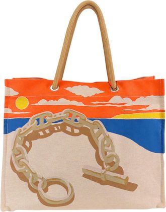 Herm&egrave;s Pre-owned Womens Toile Escale A La Plage Beach Bag - Ivory Textile - One Size