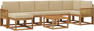 vidaXL Conjunto De Sof&aacute;s De Exterior 8 Uds. Natural Y Beige Poli&eacute;ster Vidaxl