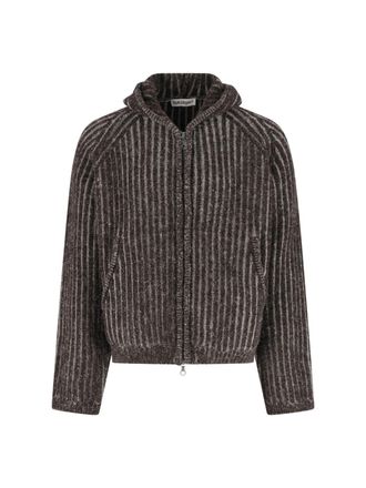 Our Legacy Grey Cropped Textured Ribbed Sweater