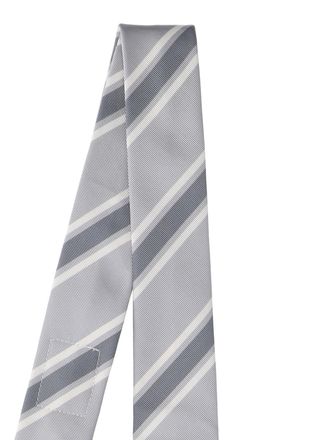 Thom Browne Diagonal Striped Silk Necktie - Gray