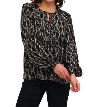 Kaffe Kadunora Cutout Neck Casual Fit Blouse In Black