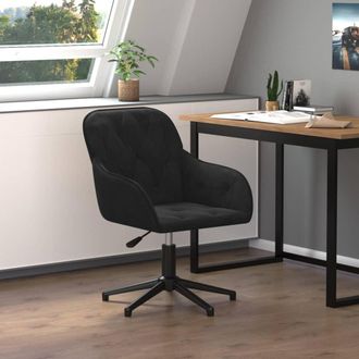 vidaXL Silla De Oficina Giratoria De Terciopelo Negro Vidaxl