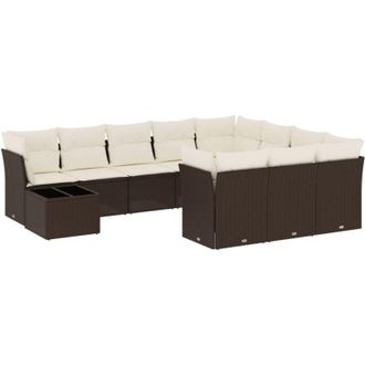 vidaXL Set De Sof&aacute;s De Jard&iacute;n 11 Pzas Cojines Rat&aacute;n Sint&eacute;tico Marr&oacute;n Vidaxl