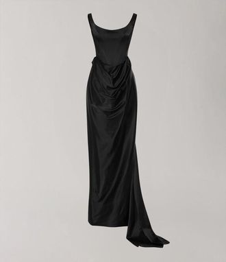 Vivienne Westwood Nova Camille Dress Naia Heavy Stretch Satin Ultra-black 10 Women