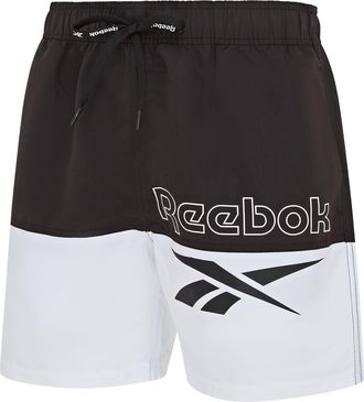 Reebok Badeshorts REEBOK Rory, Herren, Gr. XL, N-Gr, schwarz-weiss (schwarz, wei&szlig;), Web, Polyester, unifarben, Badehosen Badeshorts, mit Kordelzug und elasti
