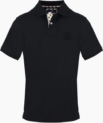Aquascutum Mens Embroidered Collared Neck Short Sleeve Polo Shirt - Black - Size: 36