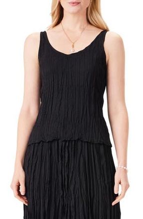 Nic+Zoe Crinkle Crush Pliss&eacute; Tank in Black Onyx at Nordstrom Rack, Size Small