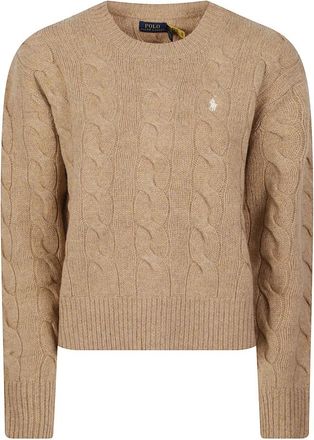 Polo Ralph Lauren Trui met Ronde Hals en Lange Mouwen - Dames - Ronde hals truien - Bruin - M - Katoen - Truien & Vesten