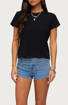 Edikted Perfect Basic Stretch Cotton T-Shirt in Black at Nordstrom, Size X-Large