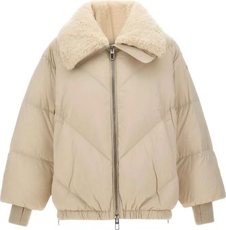 Duno Jassen, Dames, Beige, XS, Leer, Celia Down Jacket