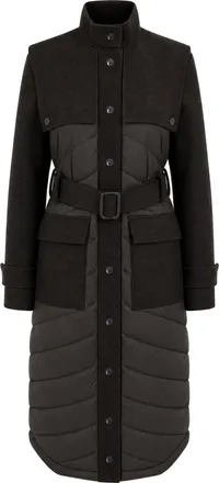 Patrizia Pepe Long Quilted Belted High Collar Padded Down Jacket