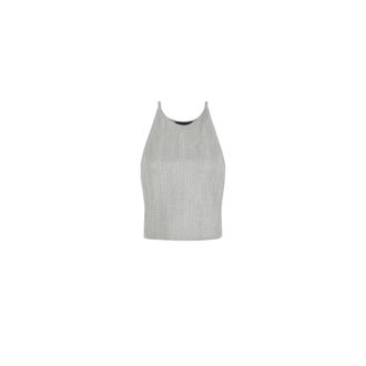 A|X Armani Exchange Sleeveless Tops, female, Gray, Size: M Luminous lurex top with delicate straps